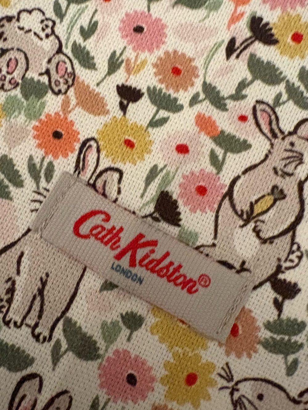 Cath Kidston Cream Floral Bunny Print tea towel